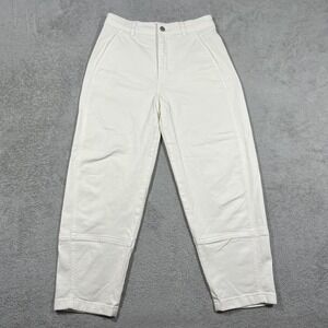 Everlane Utility Barrel Pants Womens 6 White Organic Cotton Cropped Loose Fit